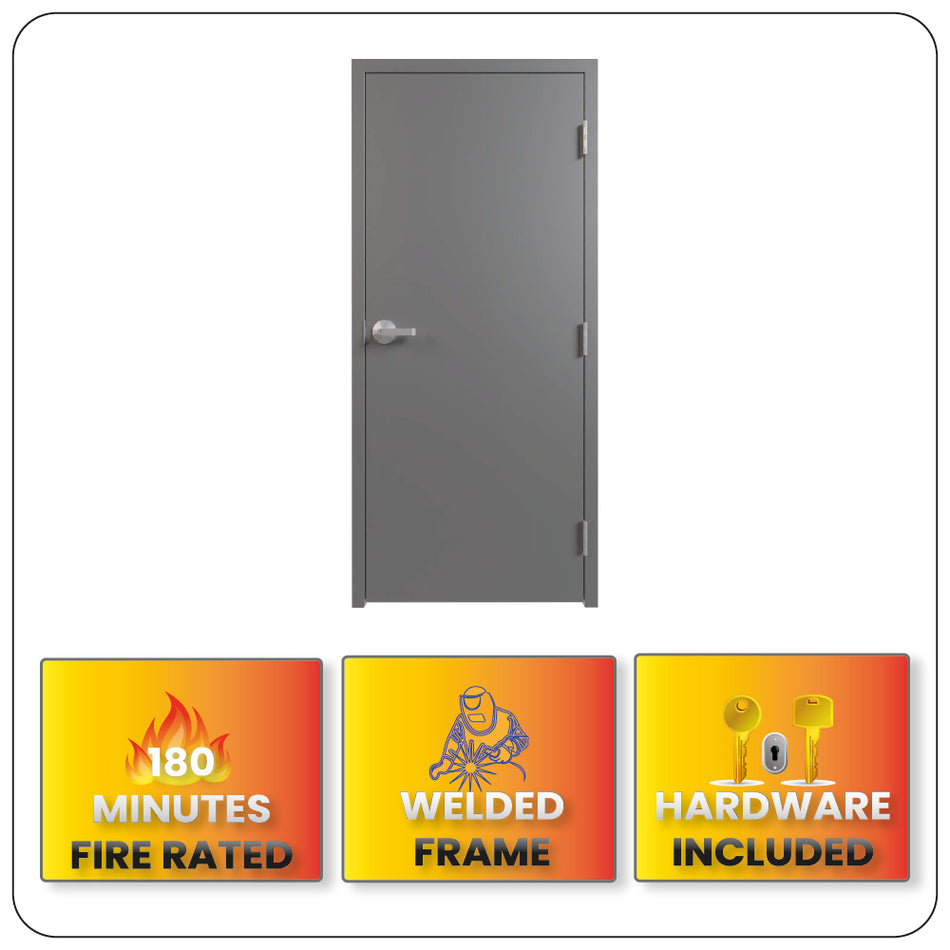 Fire Rated Welded Door & Frame Kit (W) with Cylindrical Lock – Durable & Secure Solution