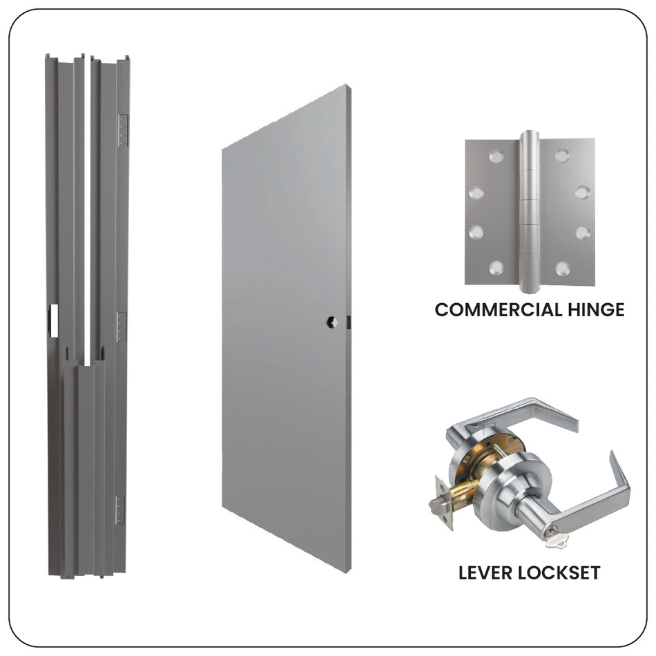 Fire Rated Knock Down Door & Frame Kit (KD) with Cylindrical Lock – Easy Install & Secure Solution