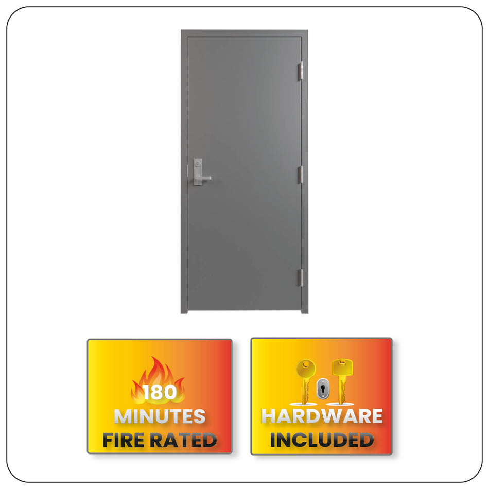 Fire Rated Knock Down Door & Frame Kit (KD) with Cylindrical Lock – Easy Install & Secure Solution