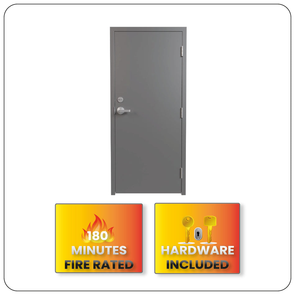 Fire Rated 90-Min Knock Down Door & Frame Kit (KD) with Cylindrical Lock + Deadbolt – Easy Install & High Security