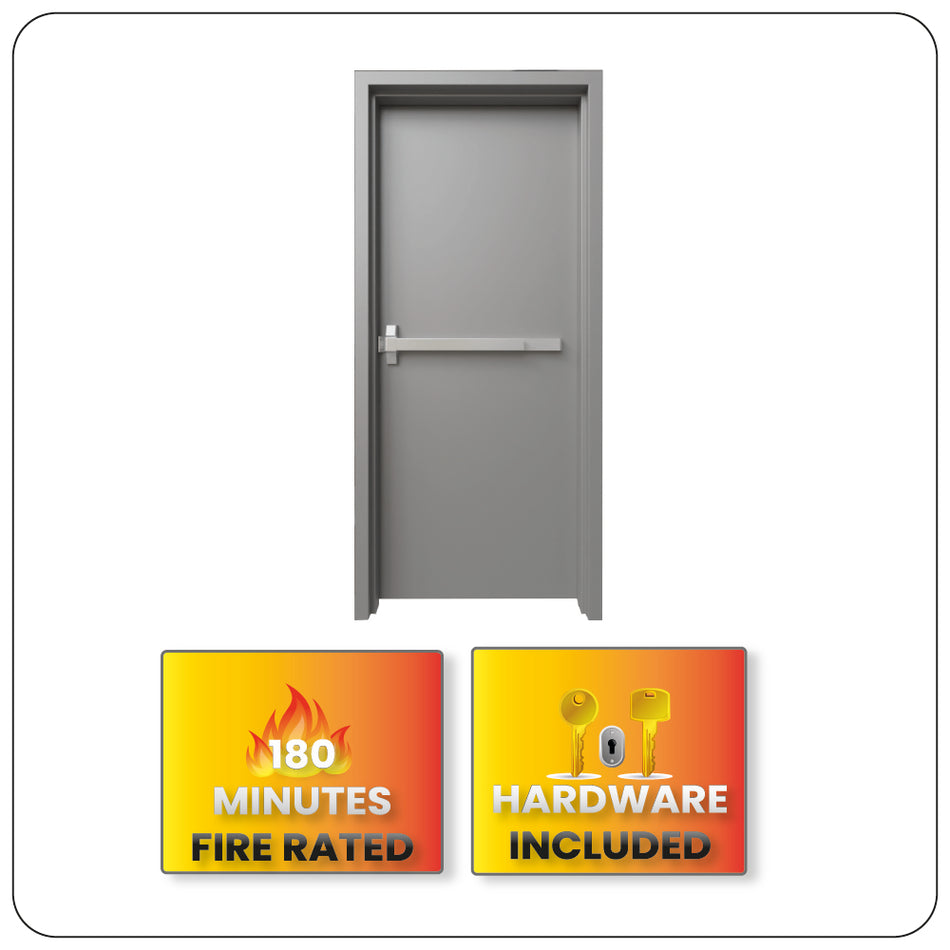 Fire Rated Knock Down Door & Frame Kit (KD) with Panic Device - Easy Install & Emergency Safety