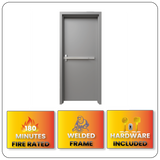 Fire Rated Welded Door & Frame Kit (W) with Panic Device– Complete Safety Solution