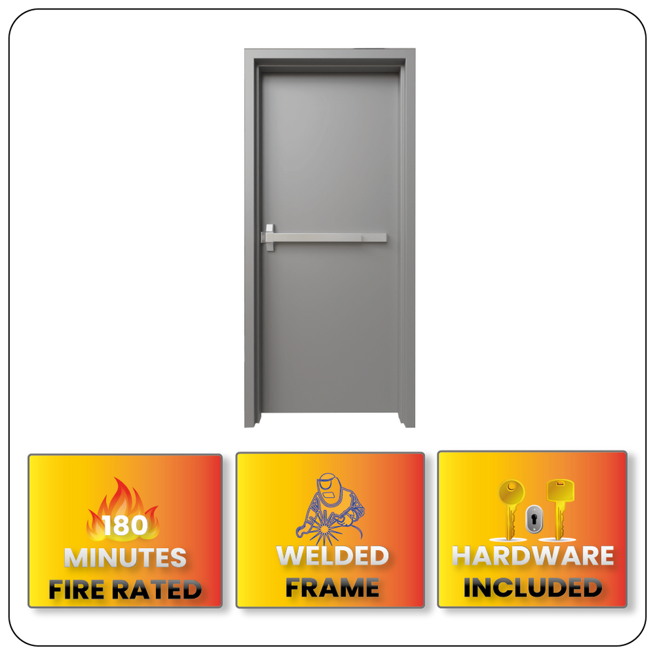 Fire Rated Welded Door & Frame Kit (W) with Panic Device– Complete Safety Solution