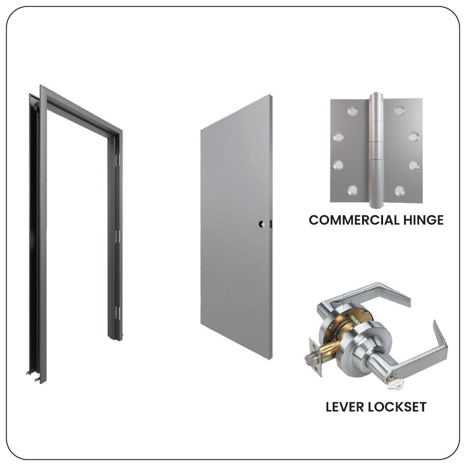Fire Rated Welded Door & Frame Kit (W) with Cylindrical Lock – Durable & Secure Solution