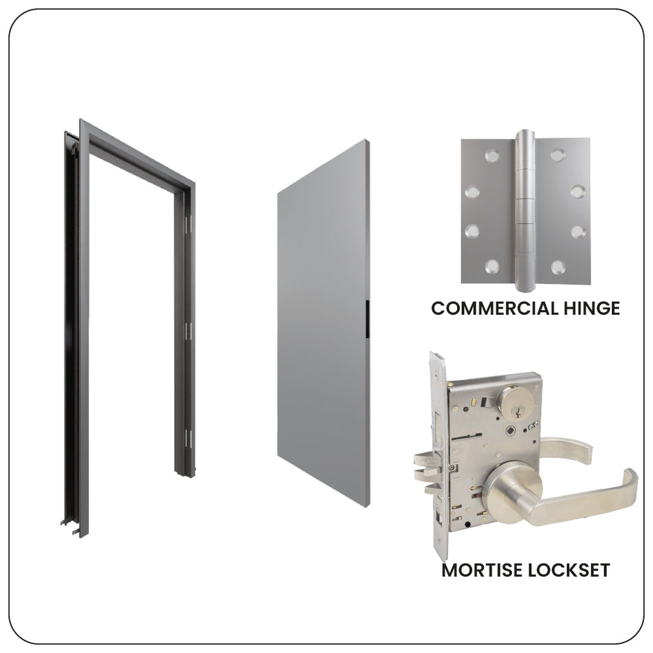Fire Rated Welded Door & Frame Kit (W) with Mortise Lock – Complete Commercial Solution